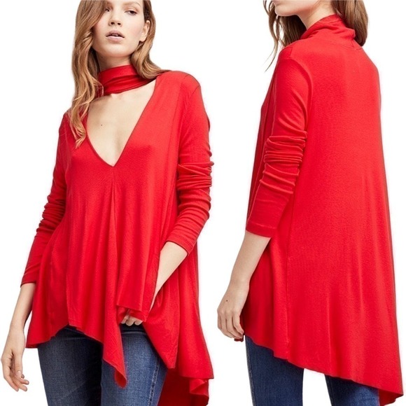 Free People Uptown Turtle Asymmetrical Hem Turtleneck Long Sleeve Top Size XS - Picture 1 of 9